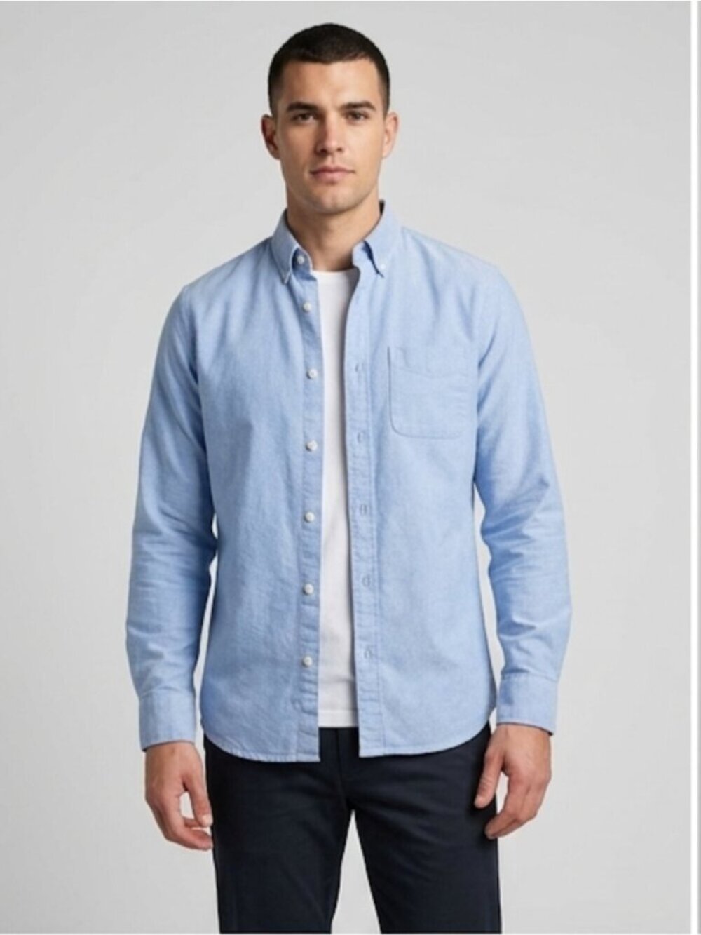 Frank And Oak Men's Light Blue Jasper Oxford Button-Down Shirt